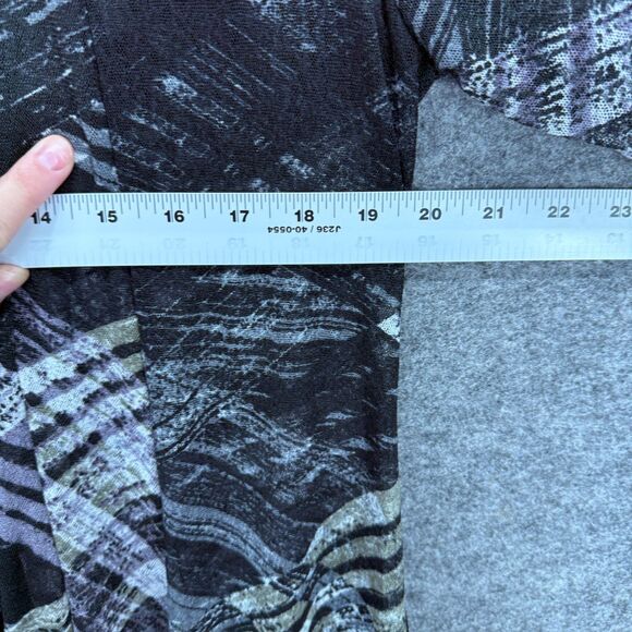 Creation Top Women L Large Black Geometric Open Front 3/4 Sleeve Casual - Picture 5 of 7